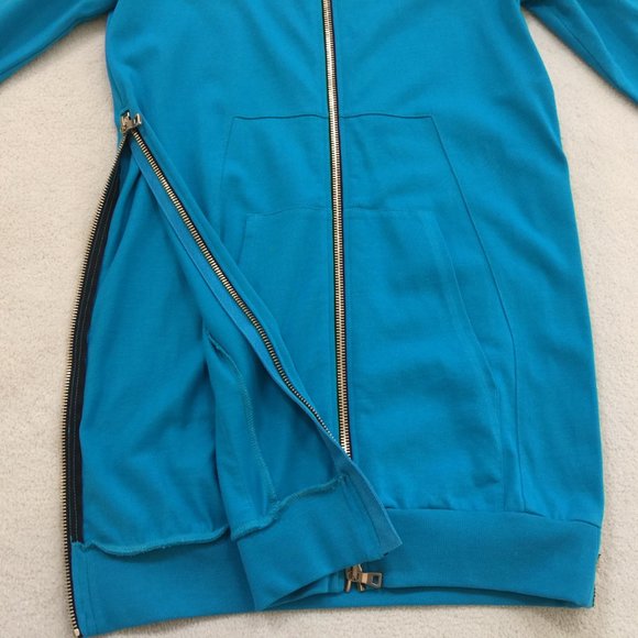 Balmain Paris Made in ITALY Men Turquoise Long Hooded Sweatshirt Sweater New - Picture 10 of 12